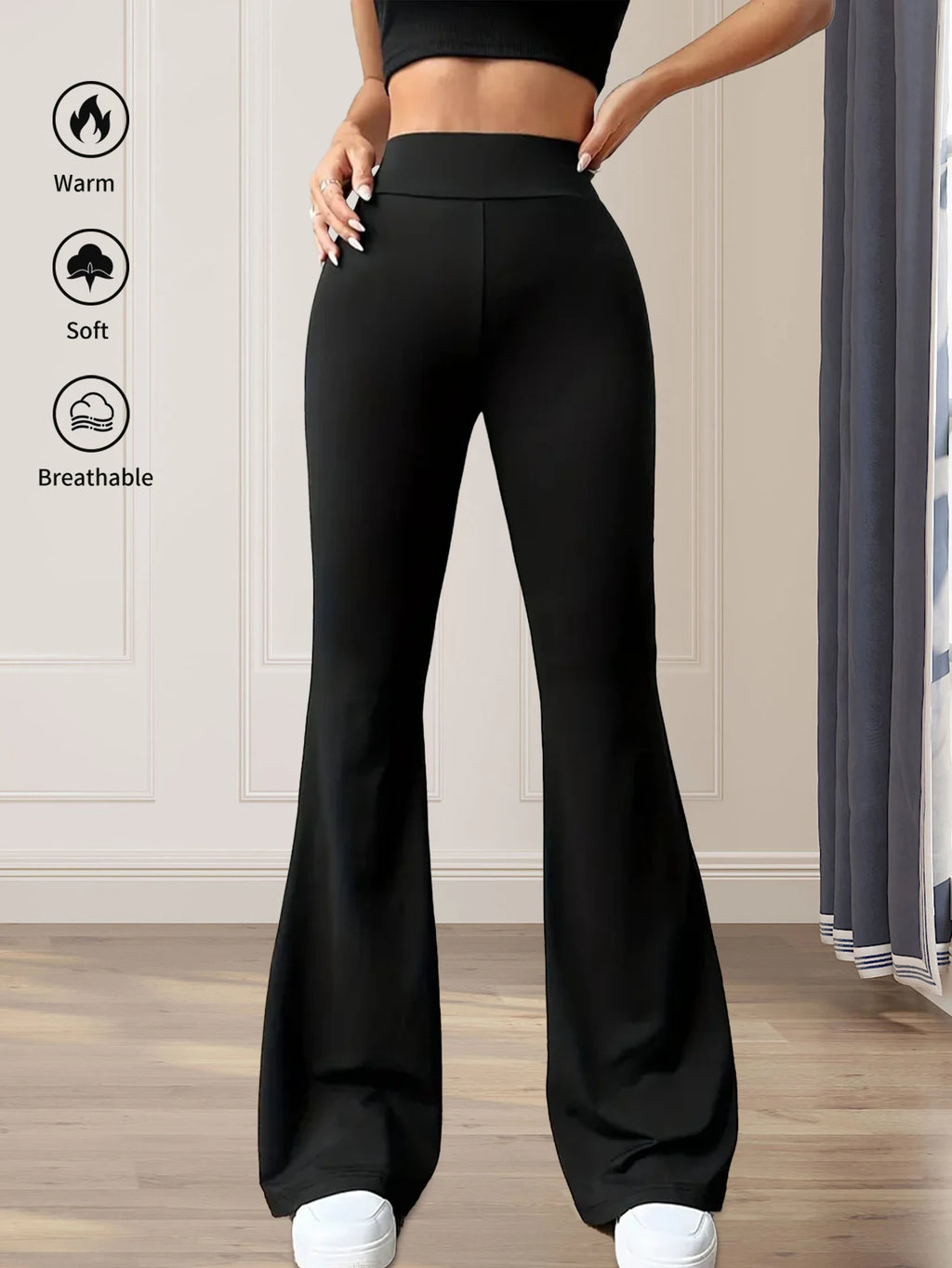 Flare Sculpt Pants – High-Waist Slim Flared Trousers  Sleek waist. Flared finish. Effortless elegance.