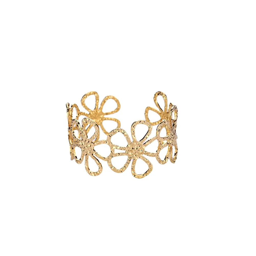 Classic Bump Pattern Openning Bangles For Women Stainless Steel Cuff Bracelet Gold Color  Hand Ornament Party Jewelry Gift