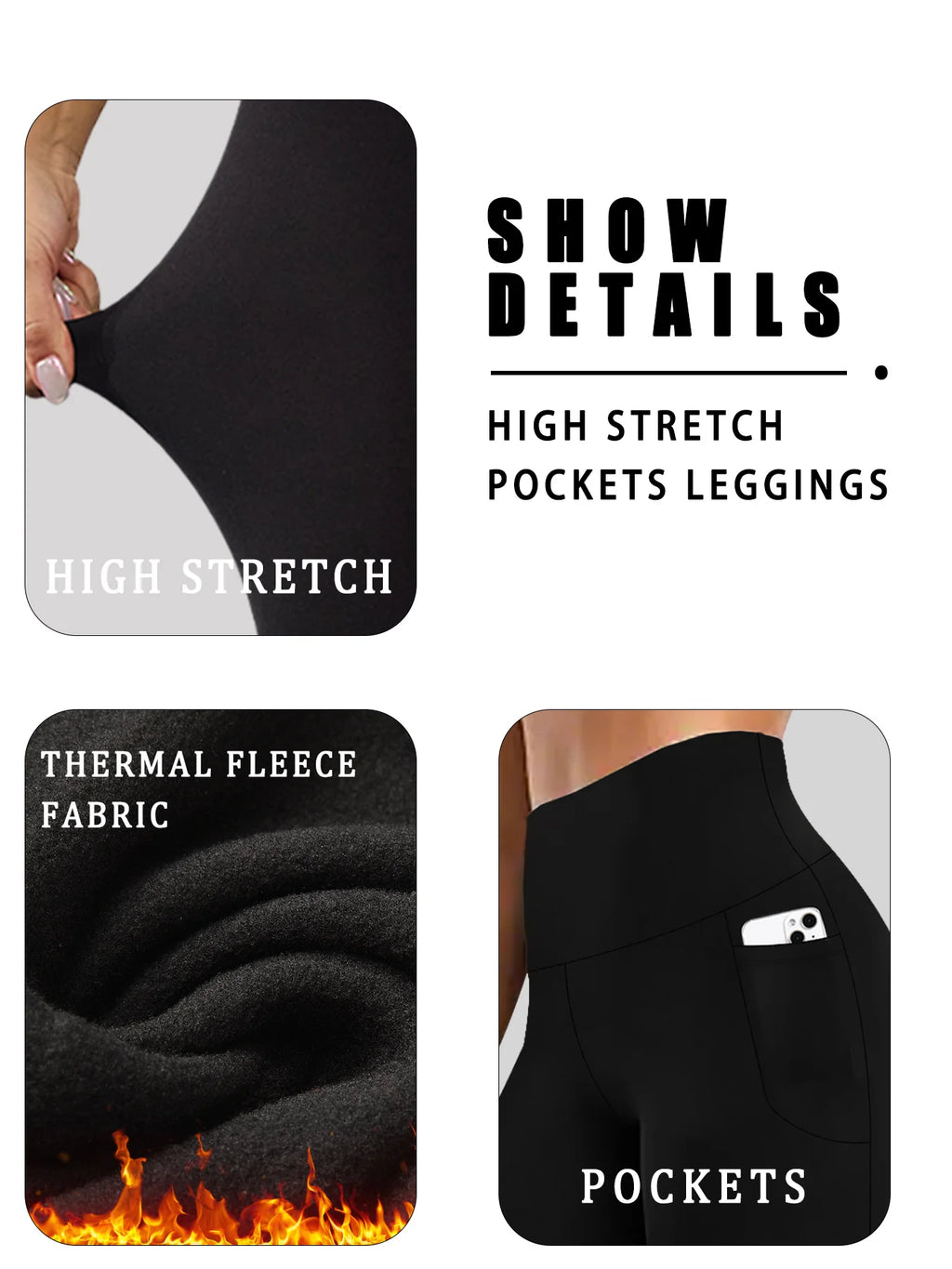 ThermaPocket Leggings – Fleece Lined High-Waist Fit  Warmth, comfort, and performance—perfect for cold days.