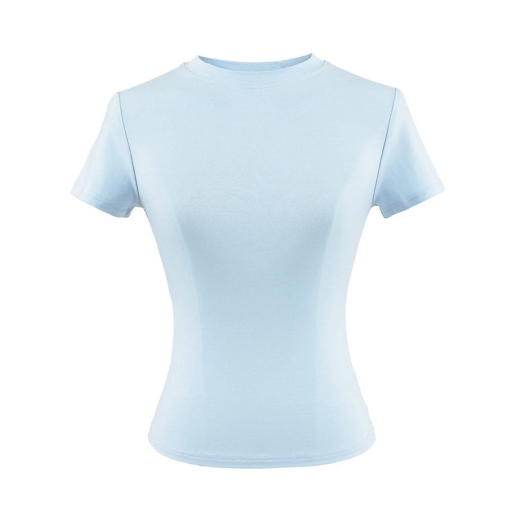 SlimMuse Tee – Y2K Solid Fit Top  Simple style. Sculpted fit. Everyday confidence.
