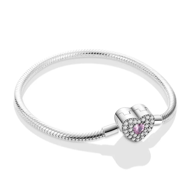 Peach Love Bracelet – S925 Silver Heart Charm  Sweet sparkle. Personal touch. Made with love.