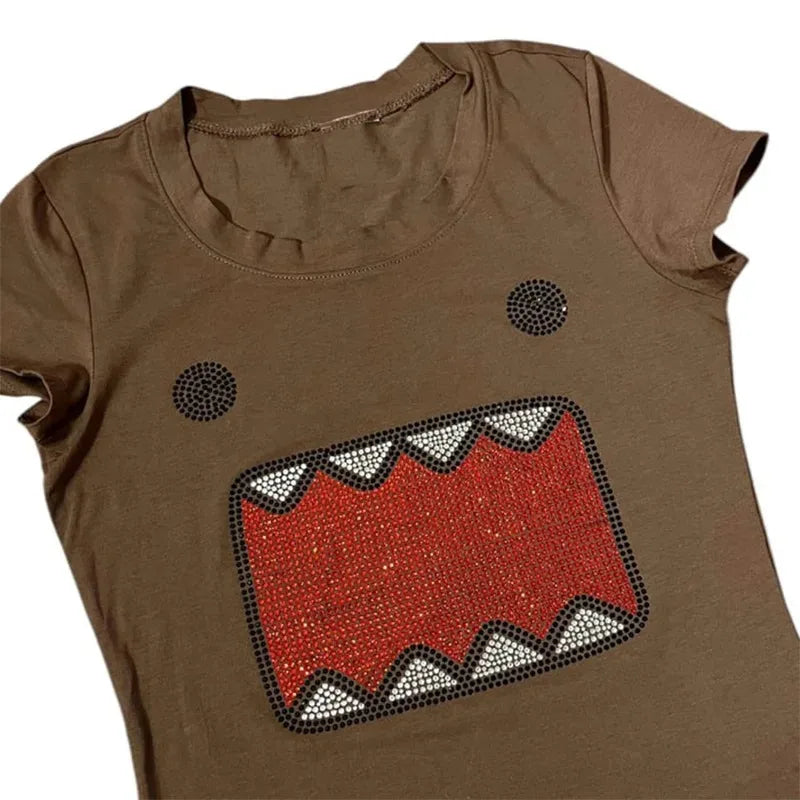 Crystal Muse Rhinestone Tee – Y2K Retro Sparkle Top  Shine bright. Stay playful. Stand out effortlessly.