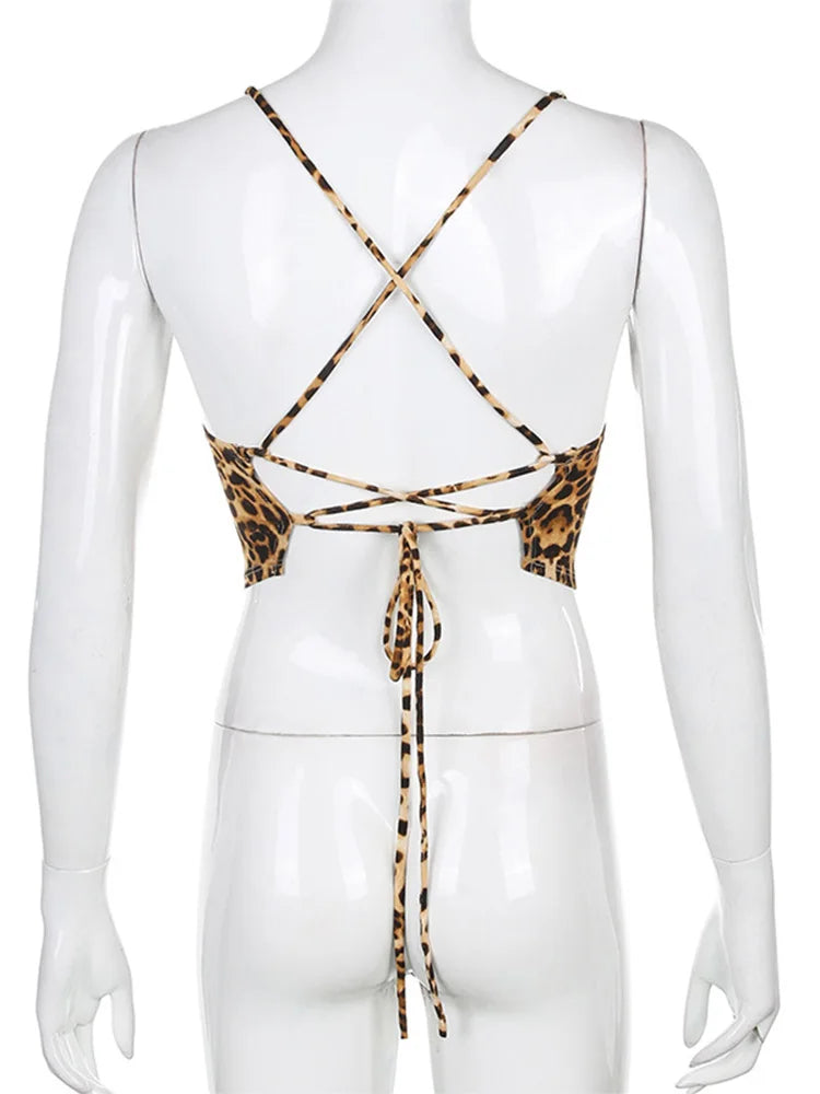 Wild Lace Crop Top – Leopard Backless Rave Bralette  Fierce print. Bold fit. Unforgettable style.