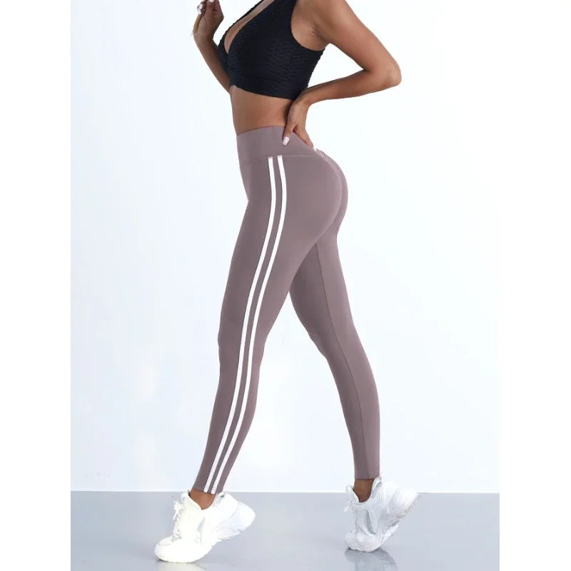 StripeFit Sculpt Leggings – High-Waist Sports Tights  Shape, support, and style in every move.