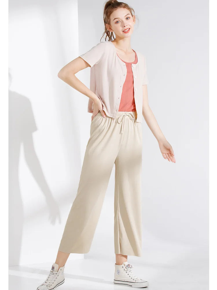 SilkBreeze Wide Leg Pants – Ice Silk Summer Trousers  Light feel. Flowing fit. Effortless comfort.