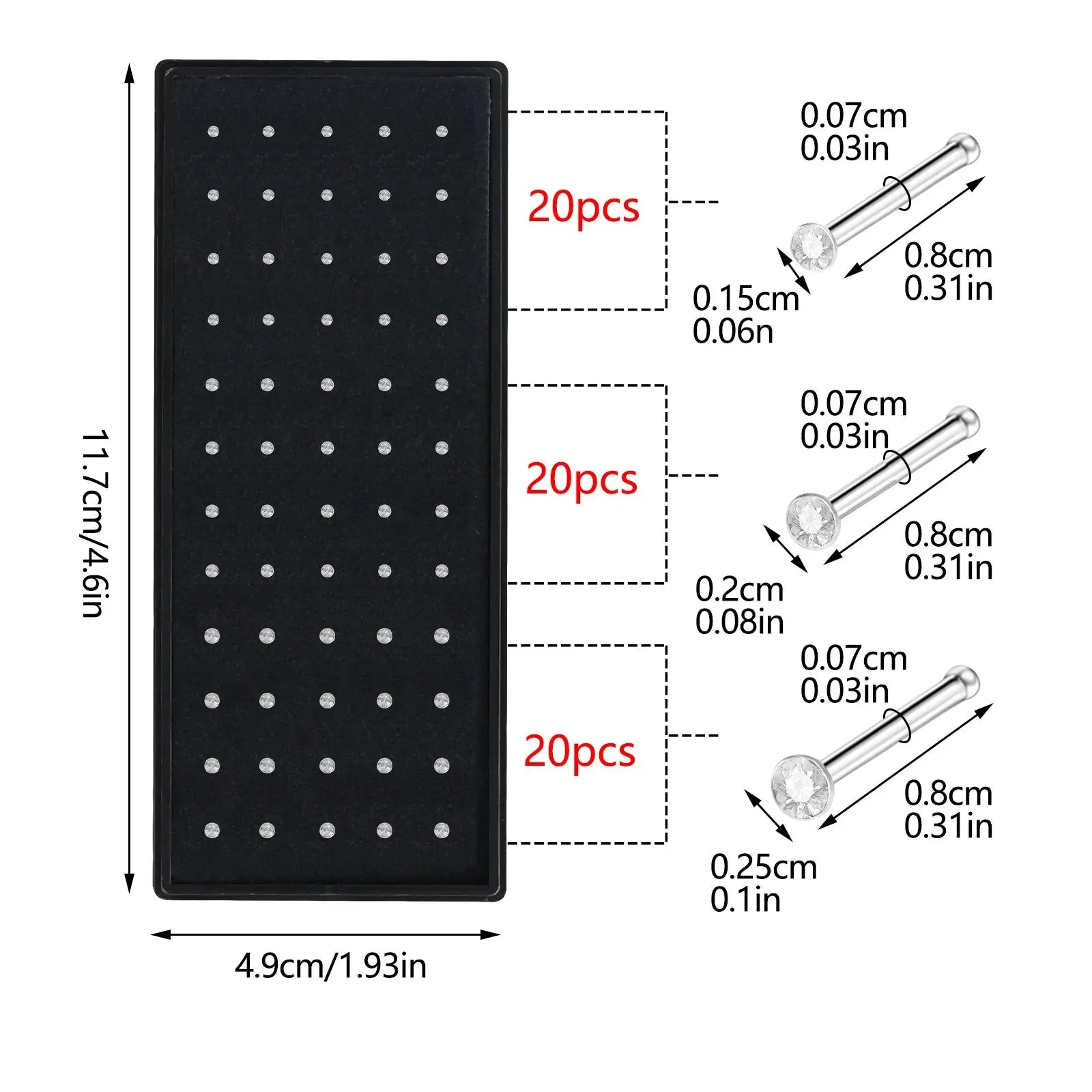 CrystalFlex Nose Stud Set – 40/60PCS Stainless Steel Collection  More styles. More shine. Endless combinations.