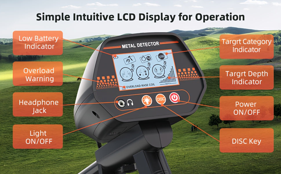 1st 12.7 cm Deep Coin Size Objects, 91.44 cm Deep Larger Objects Handheld Underground Metal Detector, High Sensitivity Beach Treasure Finder