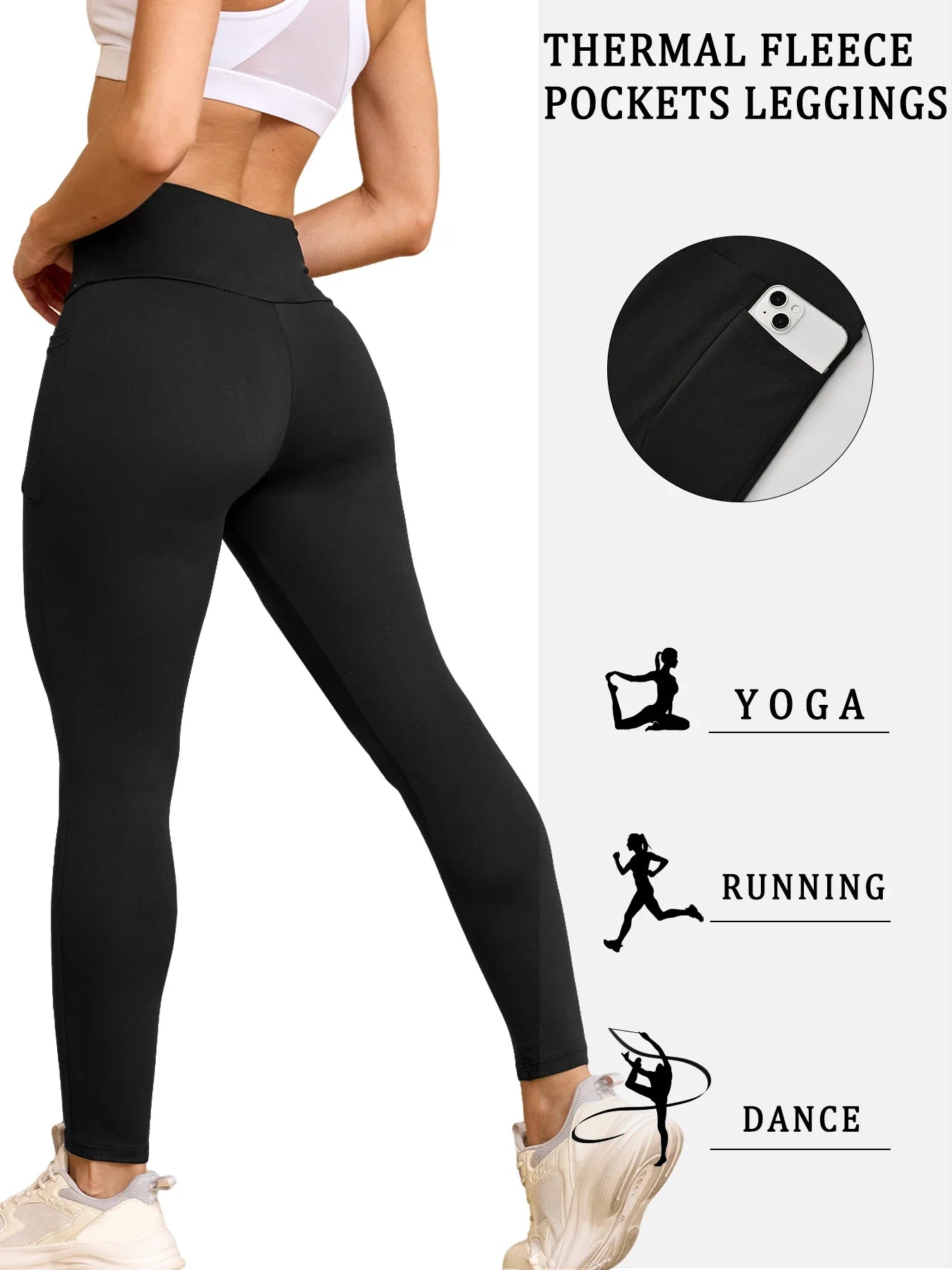 ThermaPocket Leggings – Fleece Lined High-Waist Fit  Warmth, comfort, and performance—perfect for cold days.