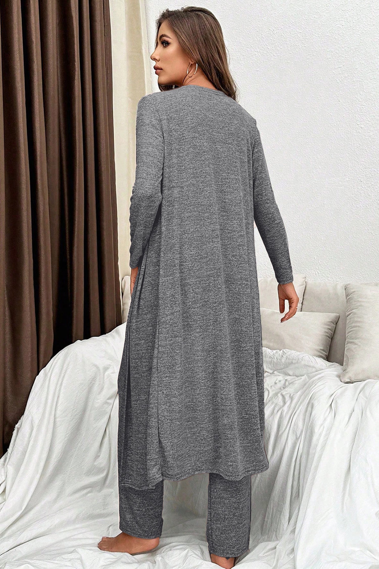 Duster Cardigan T-Shirt & Pants Lounge Set