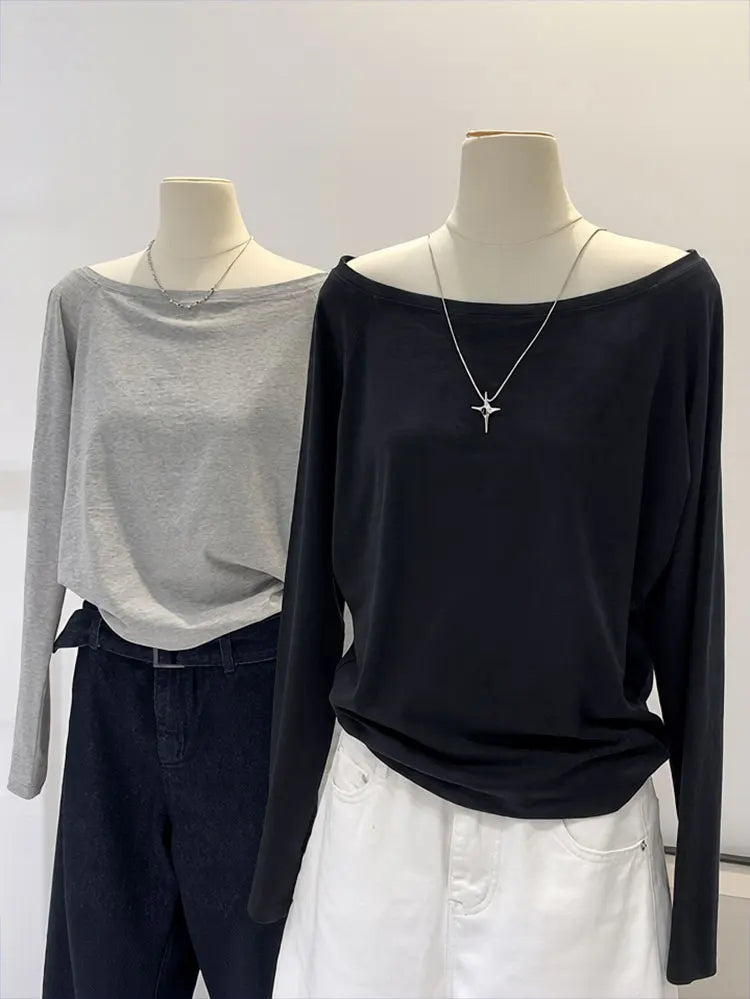 SoftMuse Oversized Tee – Off-Shoulder Korean Style Top  Relaxed fit. Effortless style. Everyday comfort.