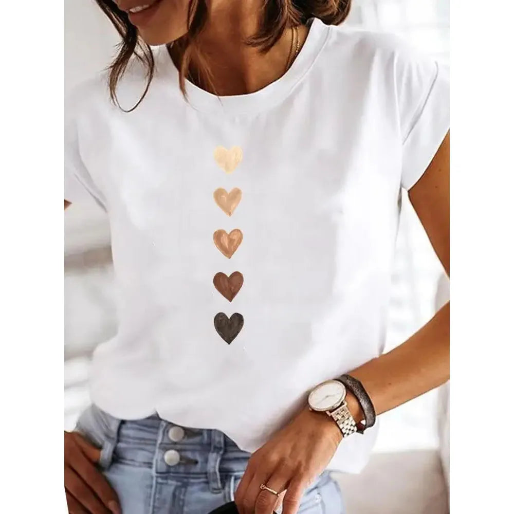 Heart Pop Tee – Y2K Love Print T-Shirt  Cute, playful, and full of personality.