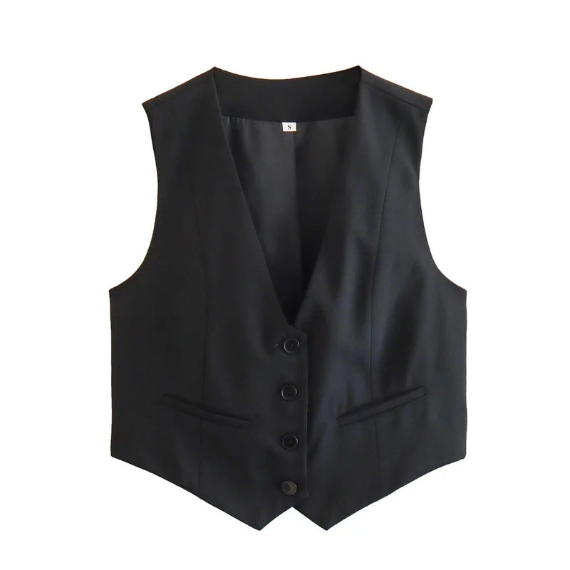 TailorMuse Cropped Vest – V-Neck Summer Suit Top  Sharp style. Clean lines. Effortless confidence.