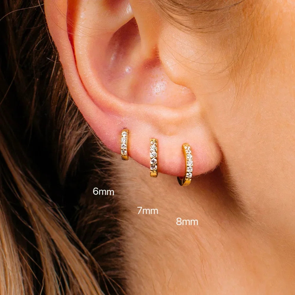 CrystalLoop Hoops – 316L Stainless Steel Earrings Set  Minimal shine. Everyday elegance. Made to last.