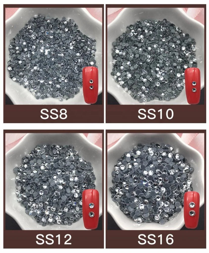 Style Bling White clear Loose Flat Back Glass Strass Ss10 Hot Fix Rhinestones Strass for Bikini Swimsuits