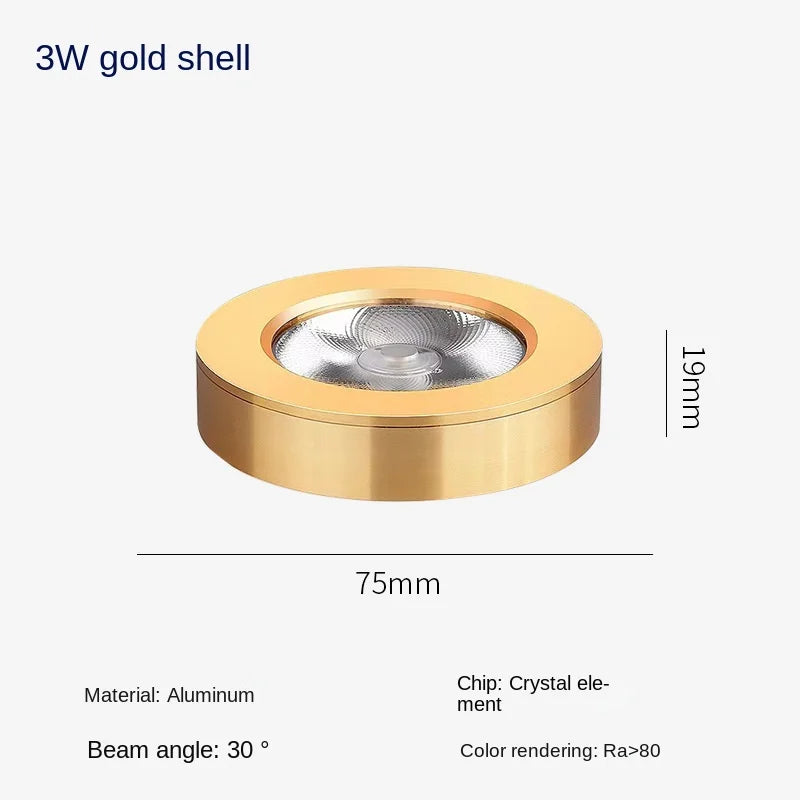 YMZM Led Ultra-thin Surface Mounted Small Spotlight Without Opening Ceiling Wine Cabinet Wardrobe Mini Spotlight Counter Light