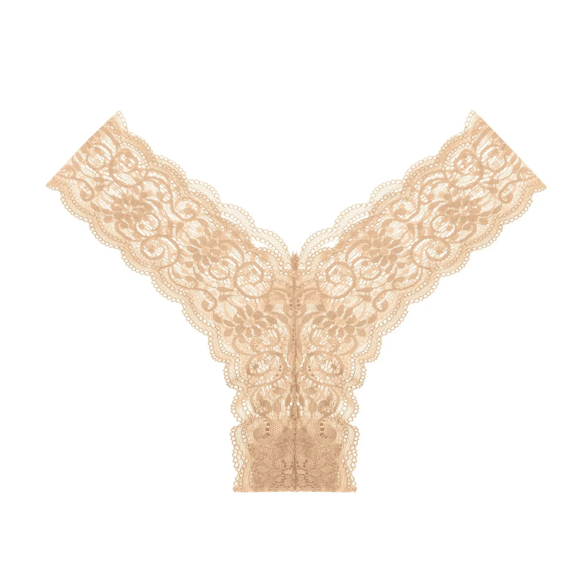 High Quality Floral Lace Thong Underwear Women Sexy Low-Rise Seamless Knitted Polyamide Spandex G-String Bikini Soft Logo Waist