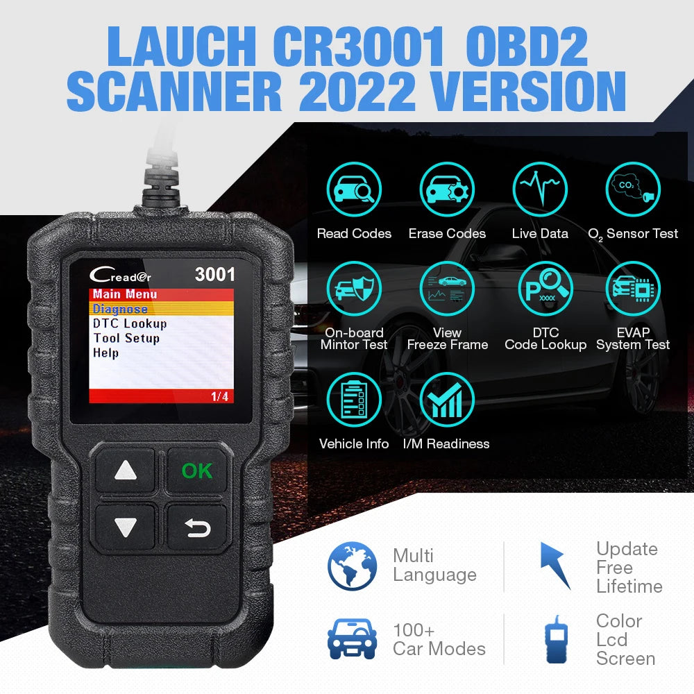 LAUNCH 2026  CR3001 Obd2 Scanner Diagnostic Tool Car Machine Check Engine Professional Code Reader