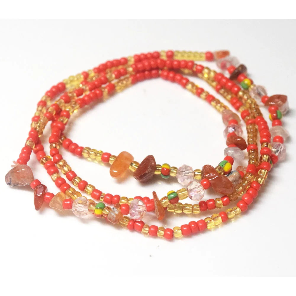 Handmade Glass Seed Beads Bikini Waist Belly Chain Plus Natural Stone Chips Jewelry Women