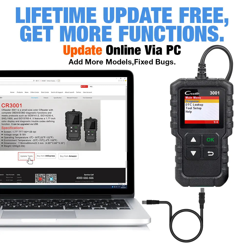 LAUNCH 2026  CR3001 Obd2 Scanner Diagnostic Tool Car Machine Check Engine Professional Code Reader