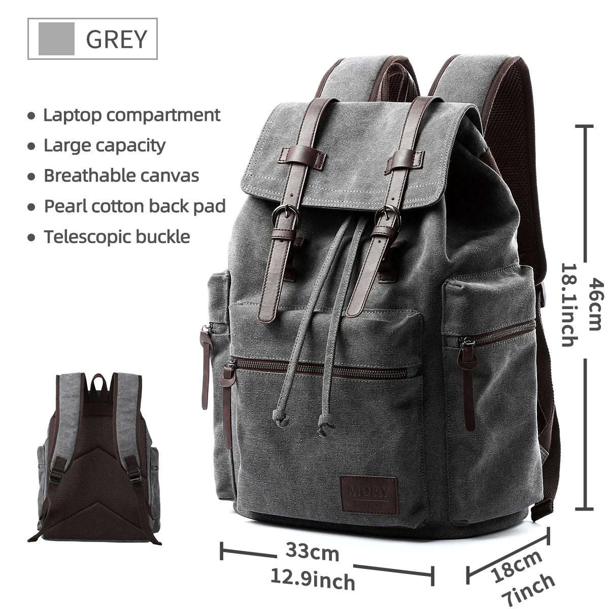 MOYYI Anti-Theft Vintage Laptop Bags for Men Outdoor Travel Backpack Sport Canvas Men's Backpack