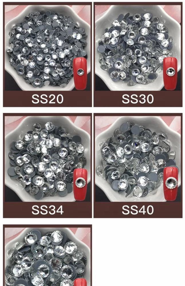 Style Bling White clear Loose Flat Back Glass Strass Ss10 Hot Fix Rhinestones Strass for Bikini Swimsuits