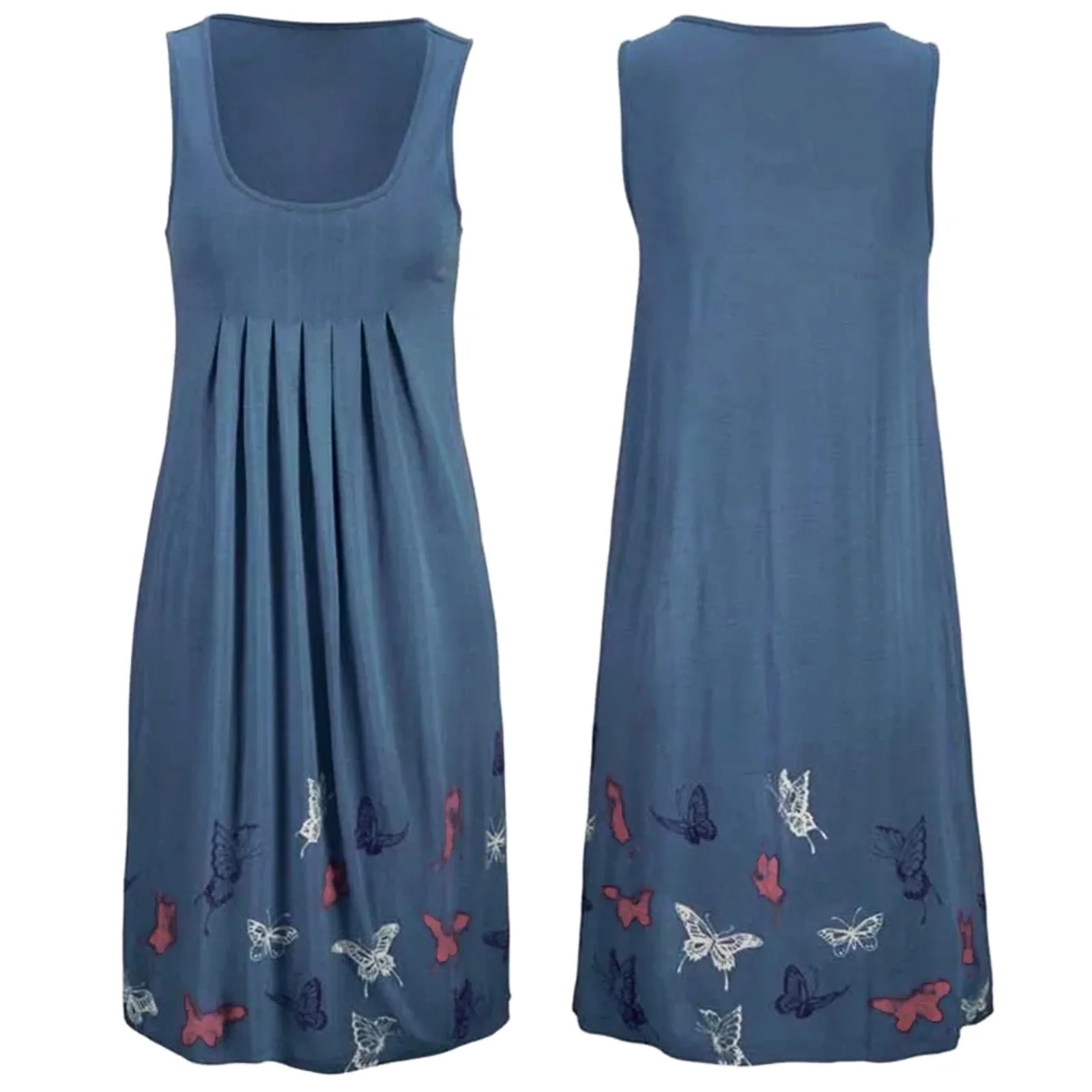 Summer New Sleeveless Round Neck Temperament Print Large Size Women's Dress