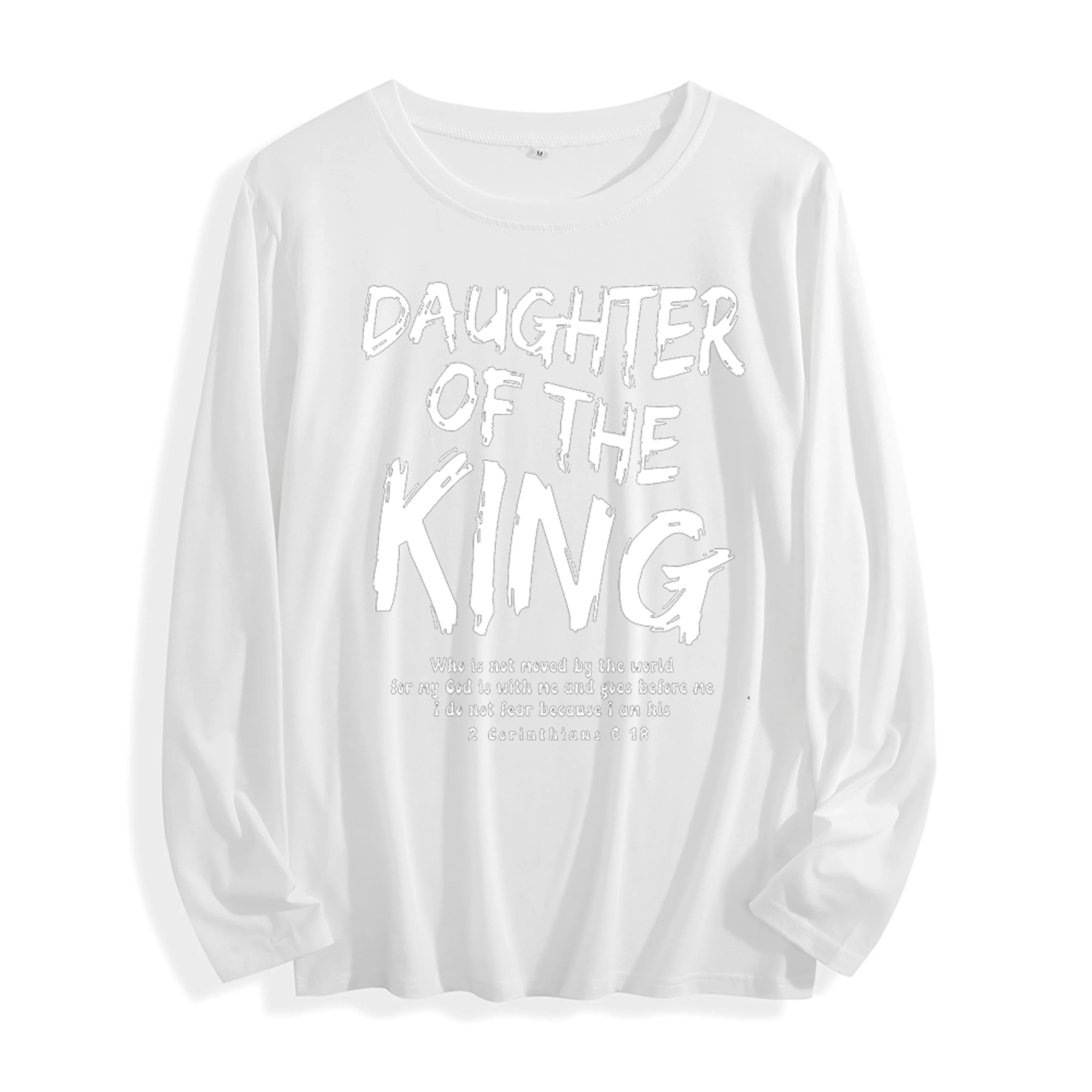 100% Cotton "Daughter Of The King Bible Verse Graphic" Long - Sleeve T - Shirt, Multi - Colors