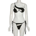 Liu Ming New Summer Women Sexy One Shoulder Bra Tops Panties Sexy Matching Swimsuit Bikini Set