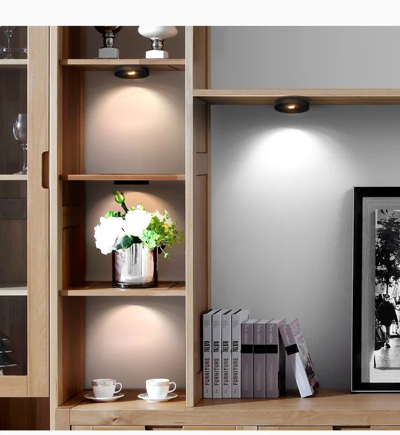 YMZM Led Ultra-thin Surface Mounted Small Spotlight Without Opening Ceiling Wine Cabinet Wardrobe Mini Spotlight Counter Light