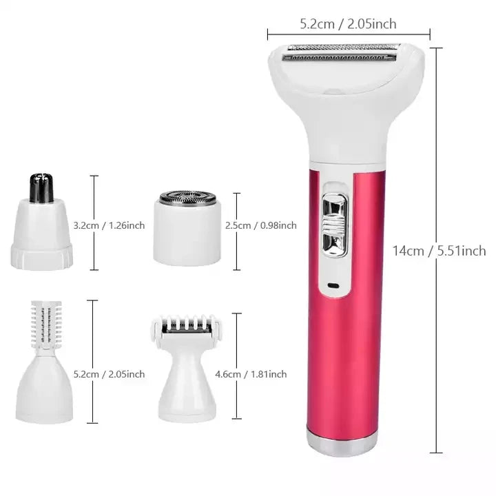 5 in 1 Electric Hair Remover Epilator Lady Shaver Nose Hair Trimmer Eyebrow Shaper Leg Armpit Bikini Trimmer Women Groin Trimmer