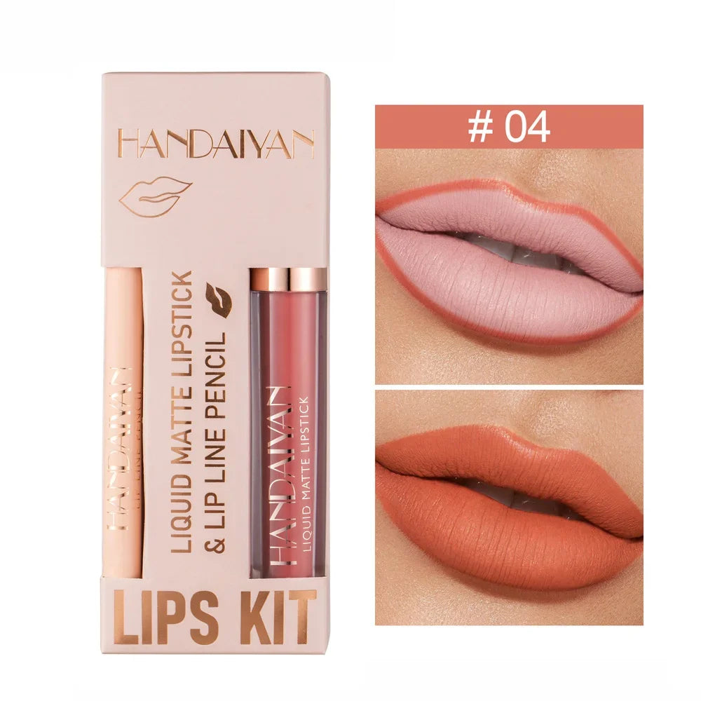 12 Color Matte Liquid Lipstick + Lip Liner Set Nude Velvet Lip Gloss Waterproof Long Lasting Lipgloss Glaze Cosmetics Kit