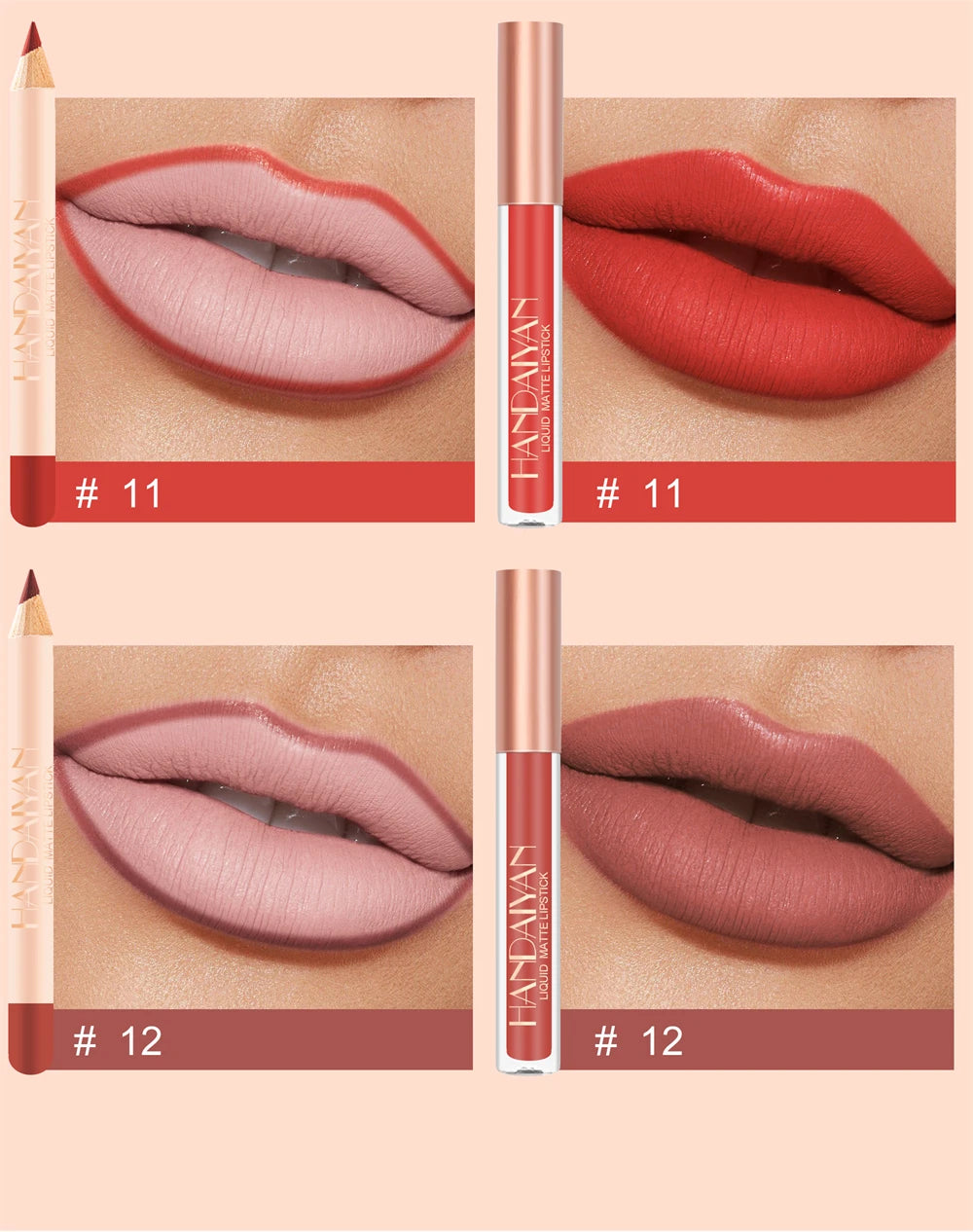 12 Color Matte Liquid Lipstick + Lip Liner Set Nude Velvet Lip Gloss Waterproof Long Lasting Lipgloss Glaze Cosmetics Kit