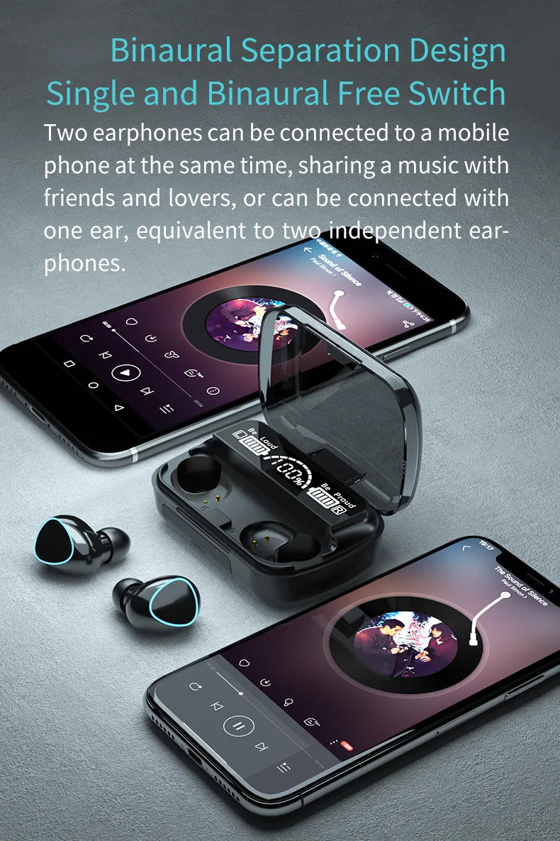 M10 Wireless Earbuds – Power Bank Charging & Deep Bass Sound  More than earbuds—your music, calls, and power on the go.