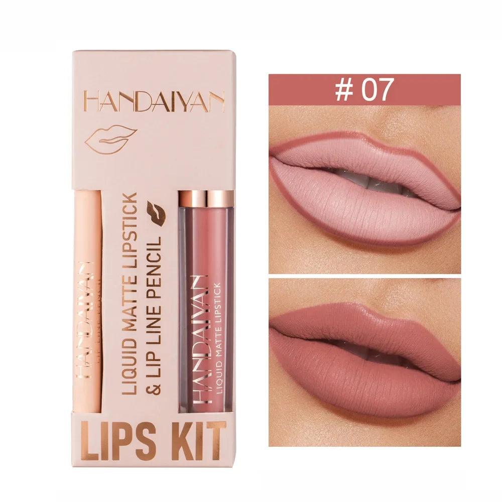 12 Color Matte Liquid Lipstick + Lip Liner Set Nude Velvet Lip Gloss Waterproof Long Lasting Lipgloss Glaze Cosmetics Kit