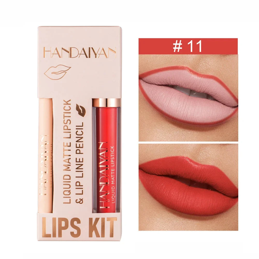 12 Color Matte Liquid Lipstick + Lip Liner Set Nude Velvet Lip Gloss Waterproof Long Lasting Lipgloss Glaze Cosmetics Kit