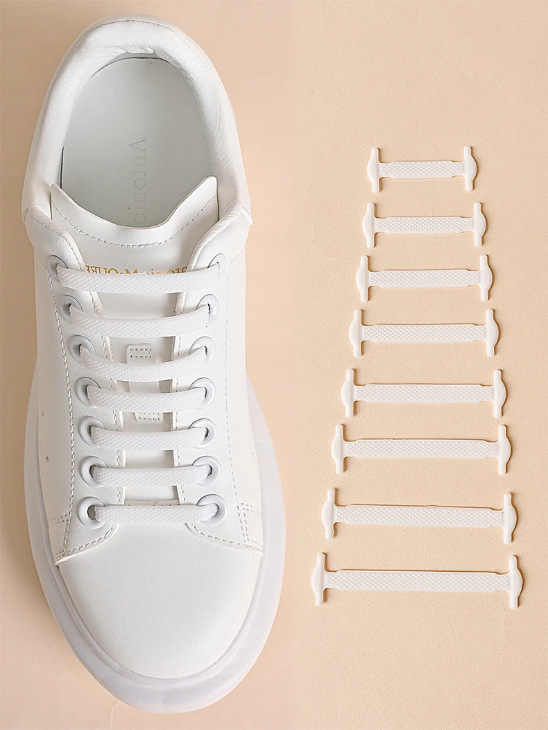 FlexLock Silicone Laces – 16PCS No-Tie Shoelace Set  No tying. No hassle. Just comfort.