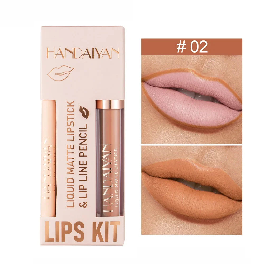 12 Color Matte Liquid Lipstick + Lip Liner Set Nude Velvet Lip Gloss Waterproof Long Lasting Lipgloss Glaze Cosmetics Kit