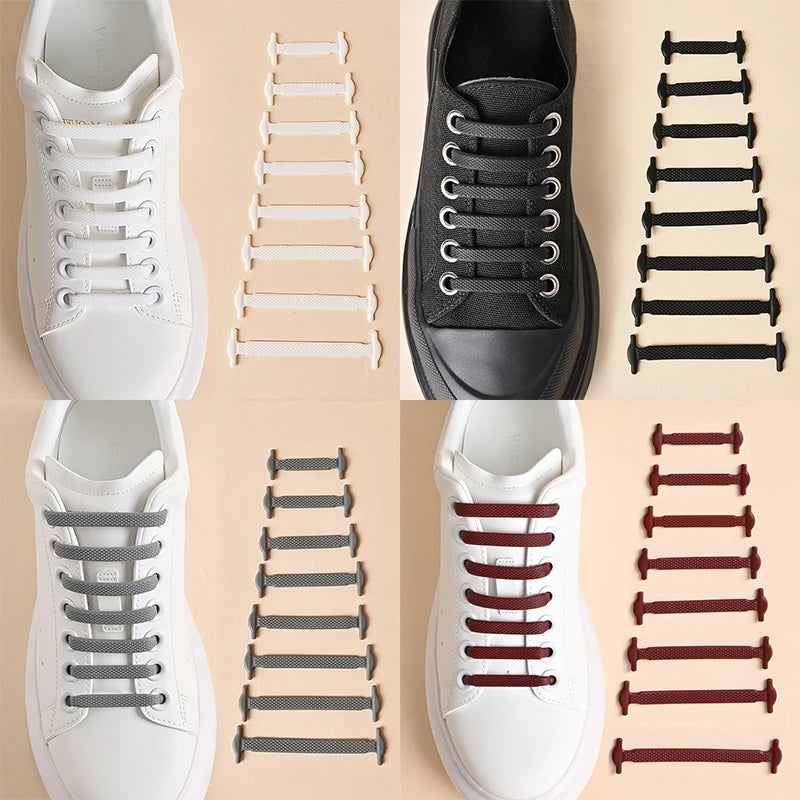 FlexLock No-Tie Laces – 16PCS Silicone Shoelace Set  Slip on. Stay secure. No tying needed.