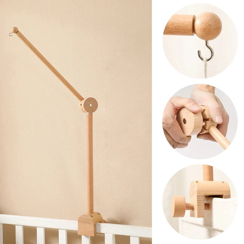 Baby Bed Bell Rattle Toy Soft Cartoon Bear Bed Bell 0-12 Months Bed Bell Wooden Newborn Music Box Bed Bell Hanging Toy Baby Gift