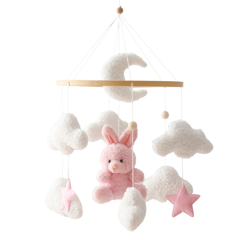 Baby Bed Bell Rattle Toy Soft Cartoon Bear Bed Bell 0-12 Months Bed Bell Wooden Newborn Music Box Bed Bell Hanging Toy Baby Gift