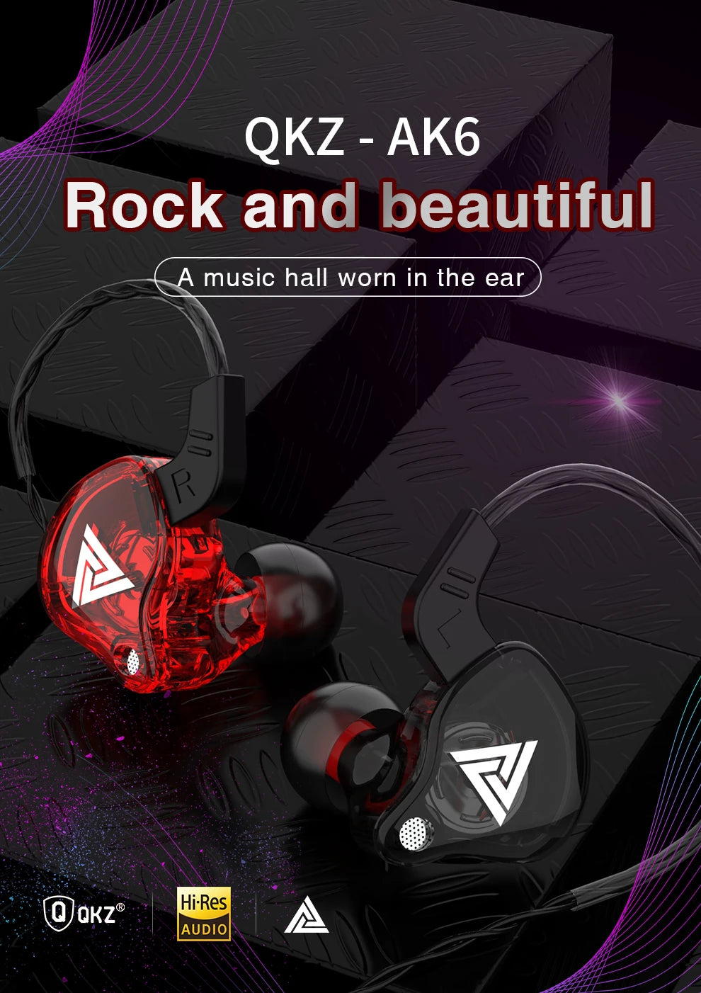 QKZ AK6 HiFi Earphones – 6 Driver In-Ear Headset  Deep bass. Clear sound. Built for everyday performance.