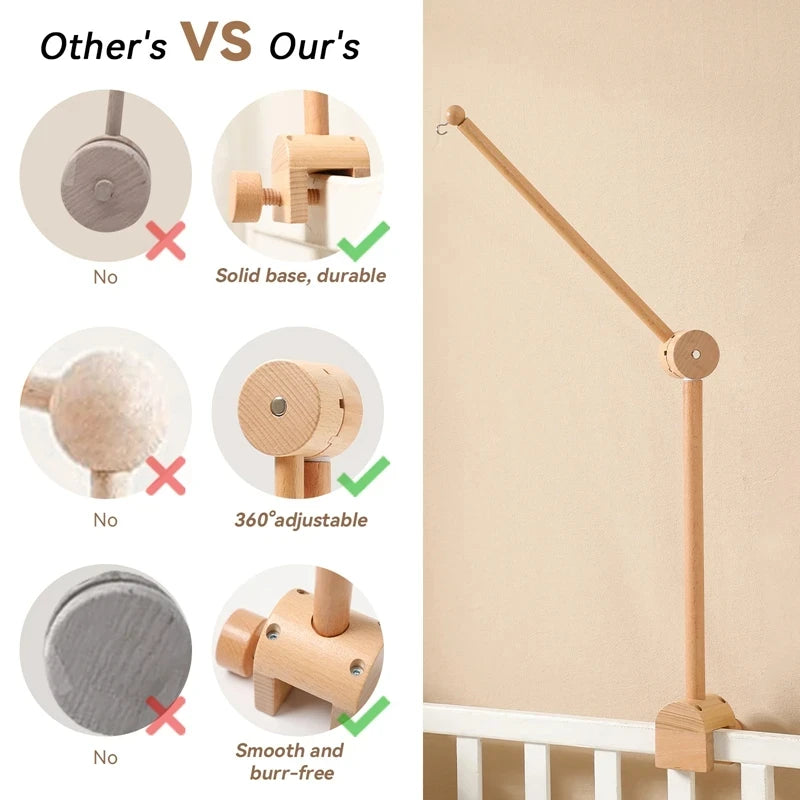 Baby Bed Bell Rattle Toy Soft Cartoon Bear Bed Bell 0-12 Months Bed Bell Wooden Newborn Music Box Bed Bell Hanging Toy Baby Gift