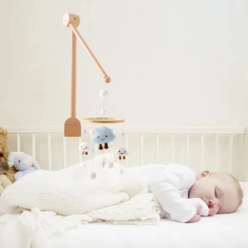 Baby Bed Bell Rattle Toy Soft Cartoon Bear Bed Bell 0-12 Months Bed Bell Wooden Newborn Music Box Bed Bell Hanging Toy Baby Gift