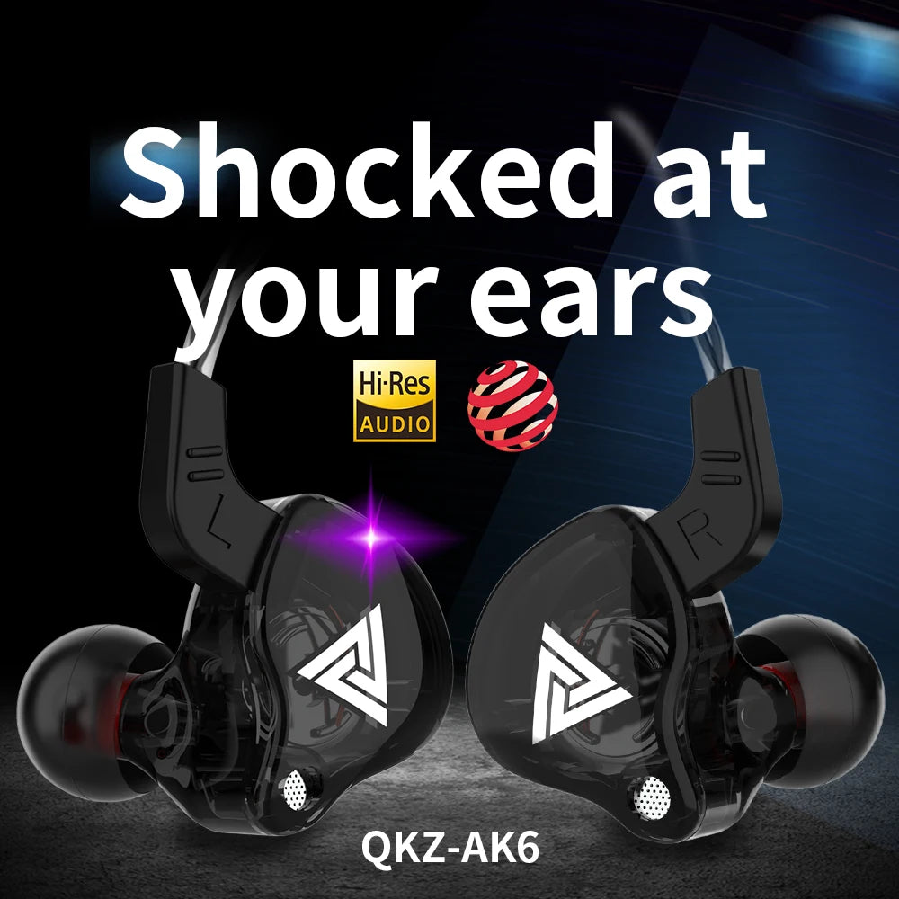 QKZ AK6 HiFi Earphones – 6 Driver In-Ear Headset  Powerful bass. Clear sound. Built for performance.