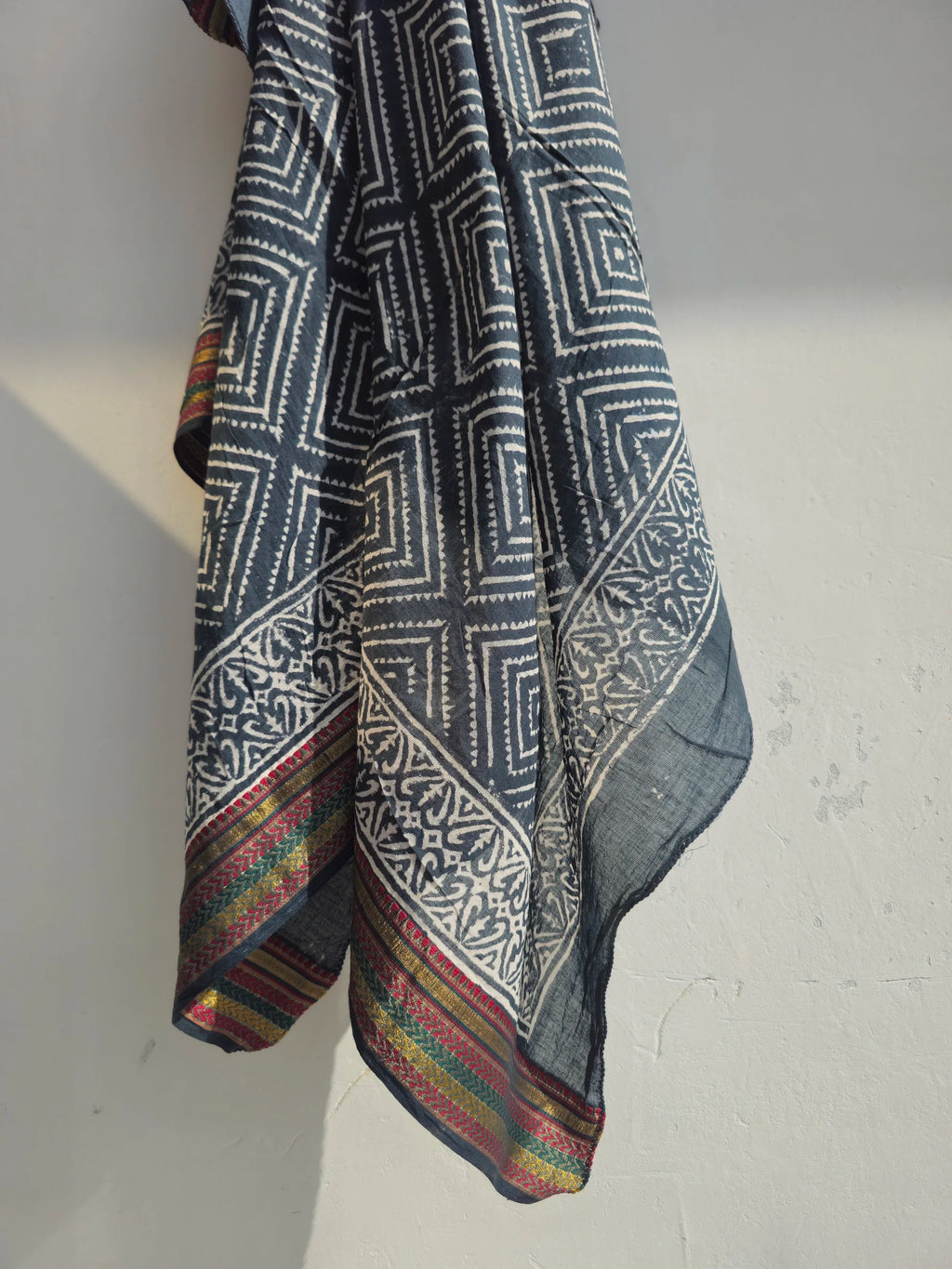 Handmade Wooden Block Print Scarves with Leaf Pattern Women's Beachwear Bikini Swimwear 100% Cotton Lightweight & Breathable