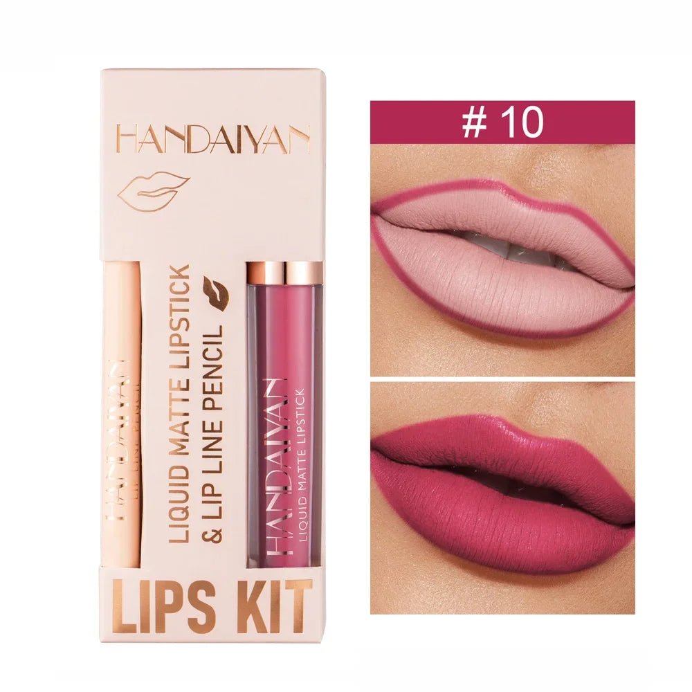 12 Color Matte Liquid Lipstick + Lip Liner Set Nude Velvet Lip Gloss Waterproof Long Lasting Lipgloss Glaze Cosmetics Kit