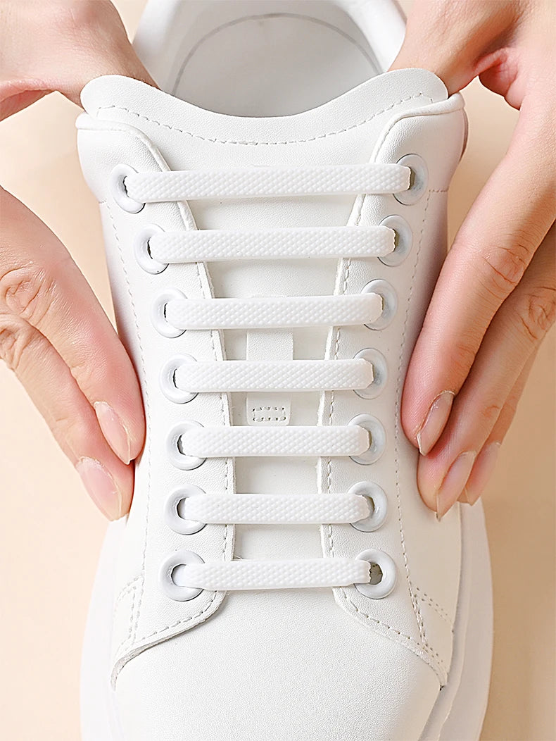 FlexLock Silicone Laces – 16PCS No-Tie Shoelace Set  No tying. No hassle. Just comfort.