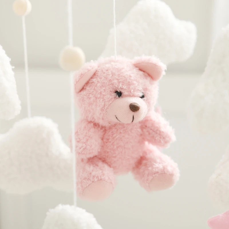 Baby Bed Bell Rattle Toy Soft Cartoon Bear Bed Bell 0-12 Months Bed Bell Wooden Newborn Music Box Bed Bell Hanging Toy Baby Gift