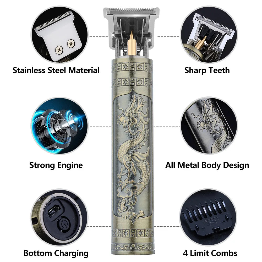 RetroCut T9 Pro Trimmer – Precision Hair & Beard Grooming Kit  Sharp, stylish, and built for professional-level grooming at home.