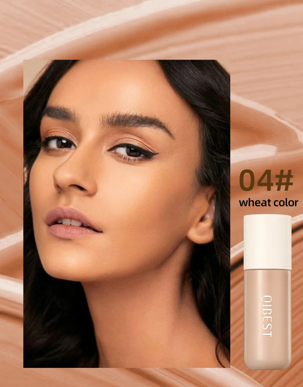 QIBEST Liquid Foundation High Coverage Waterproof Face Concealer Base Cream Lasting Oil-Control Professional Makeup For Women